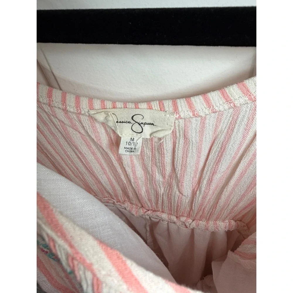 Jessica Simpson | Embroidered Striped Maxi Dress | M 10/12 || Pink|